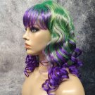 Green & Purple Divatastic Costume Wig with Bangs Wicked Witch Sorceress Mardi Gras Green & Purple Divatastic Costume Wig with Bangs Wicked Witch Sorceress Mardi Gras