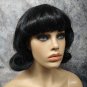 Black Flick Up Wig Snow White 50s 60s Hairspray Sock Hop Retro Schoolgirl BeBop