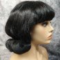 Black Flick Up Wig Snow White 50s 60s Hairspray Sock Hop Retro Schoolgirl BeBop