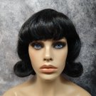 Black Flick Up Wig Snow White 50s 60s Hairspray Sock Hop Retro Schoolgirl BeBop