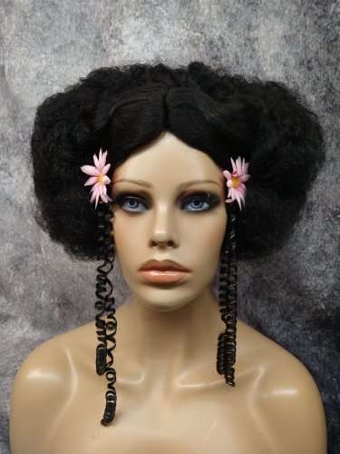 Polynesian Wig Pink Daisy Hippie afro 60s Woodstock Disco Island Gal FlowerChild