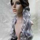 Half Brown Gray Morbid Mistress Wig Two Tone Goth Hipster Vamp Wicked Sorceress