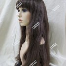 Brown Beauty Wig with bangs GoGo Dancer Mod Cheerleader Schoolgirl Preppie Daria