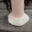 Handmade ivory pearl and crystal collar