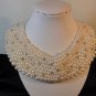 Handmade ivory pearl and crystal collar