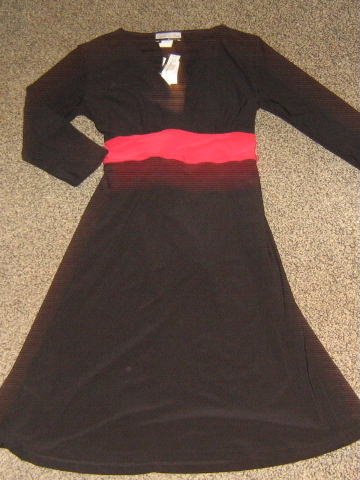 STEPHEN & CASEY * Womens sz MEDIUM black DRESS with red trim