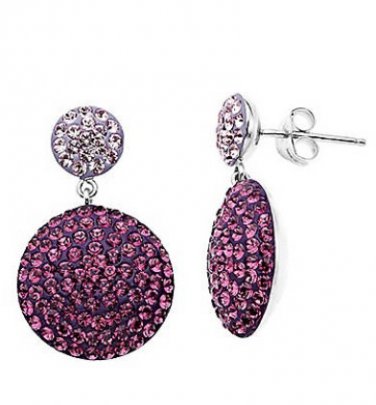 Amethyst Colored Crystal Drop Earrings