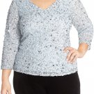 Adrianna Papell Women's V-neck Sequin Mesh Top - 16W