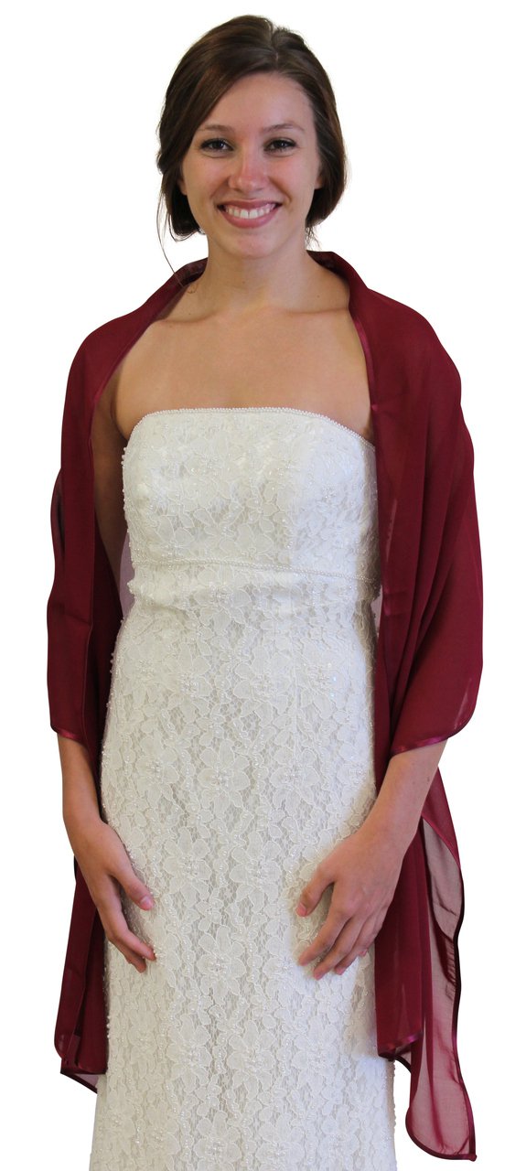burgundy chiffon shawl