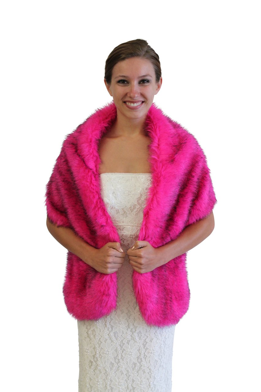 white fur shawl Hot Pink Faux Fur Stole on Spring Sale