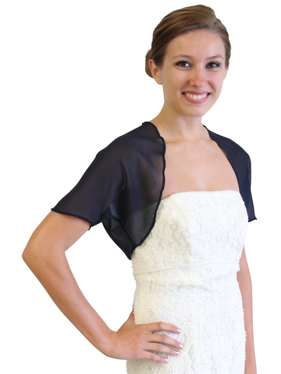 navy chiffon bolero jacket