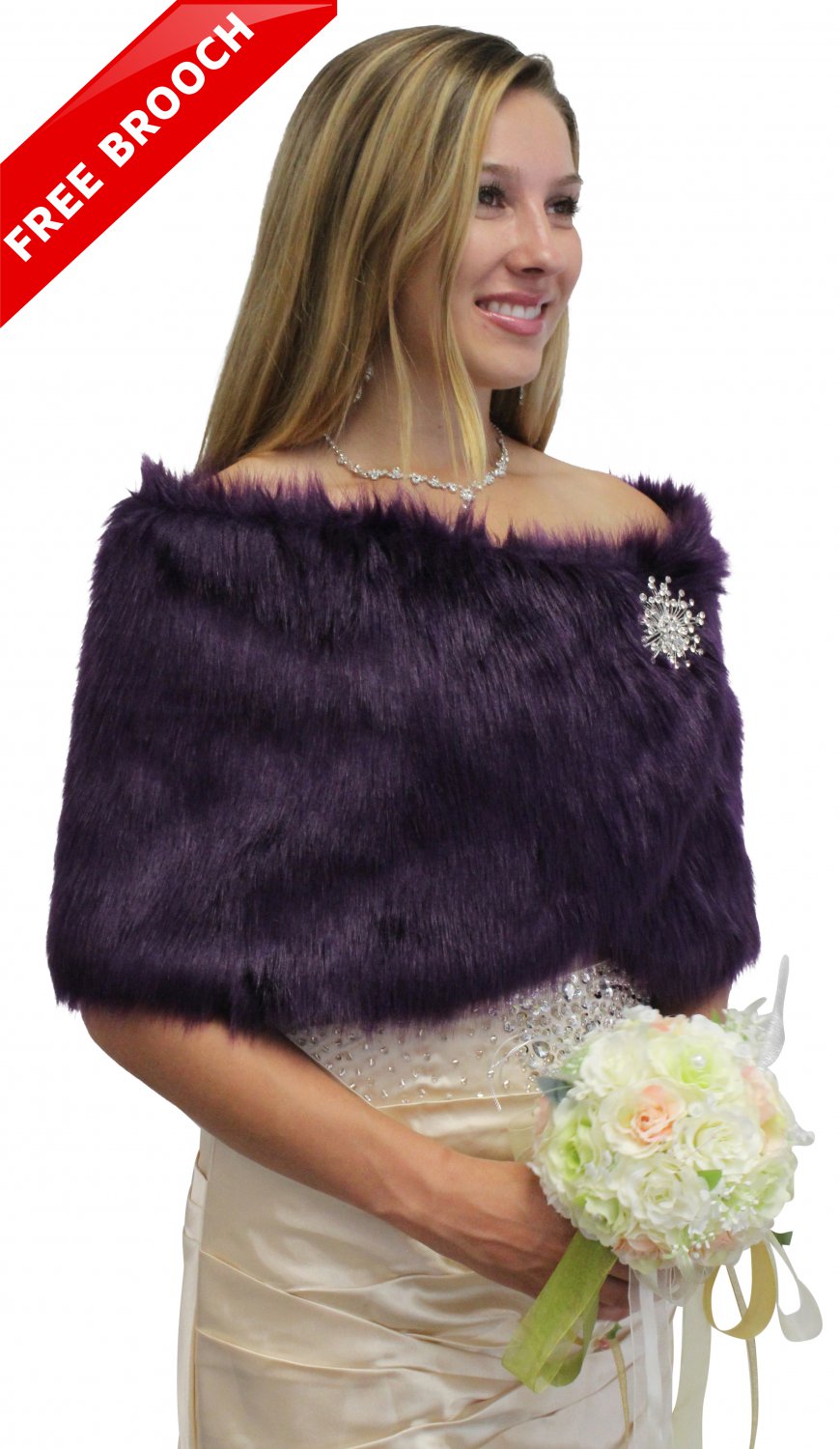 purple faux fur wrap