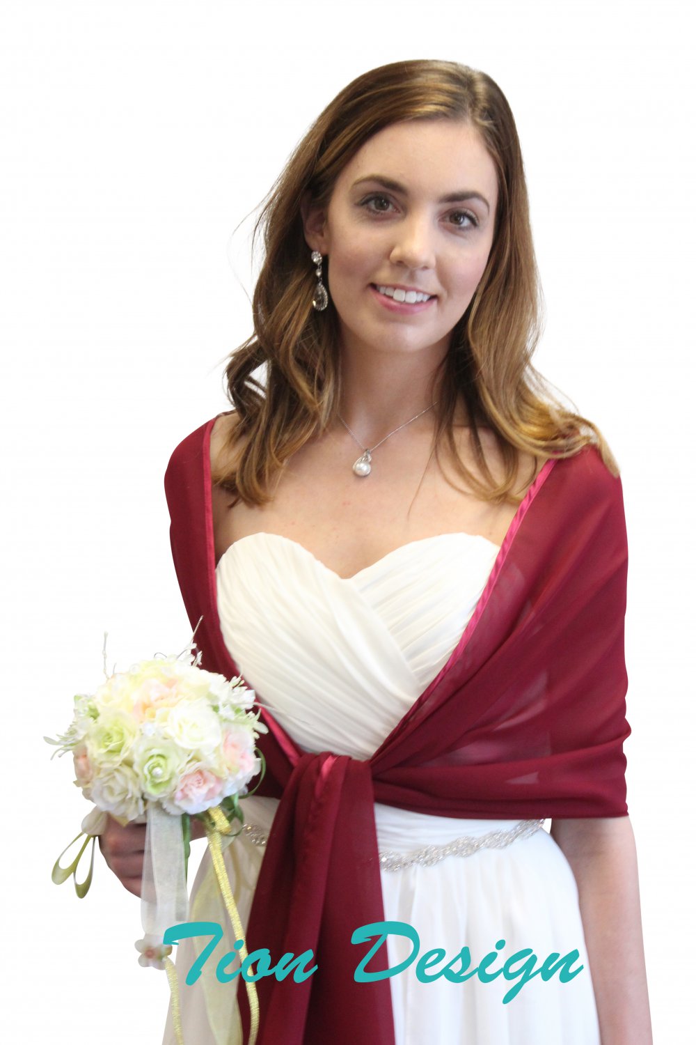 burgundy chiffon shawl