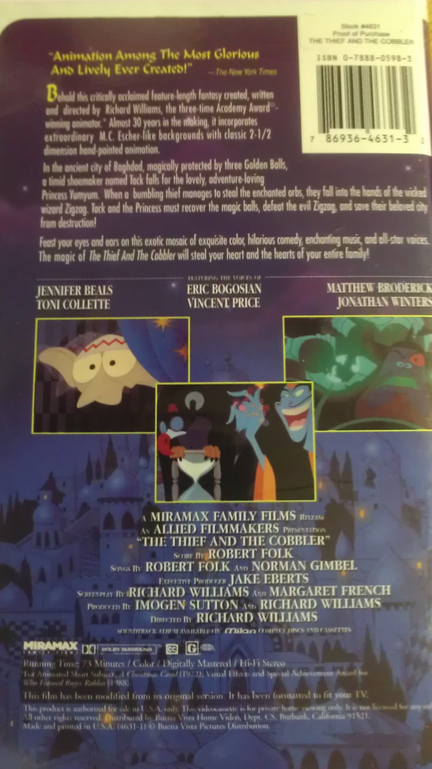 The Thief and the Cobbler ( VHS ) [ Clamshell ]