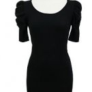 NEW with Tags, Black 3/4 Scoop Neck Puff Sleeve Knit Sweater Top