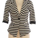 NEW with Tags, Black and White Striped Cotton Casual Blazer
