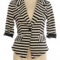 NEW with Tags, Black and White Striped Cotton Casual Blazer
