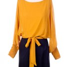 NEW with tags Mustard Yellow & Black Colorblock Mini dress with Cutout Sleeves