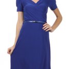NEW with tags Cobalt Blue Overlapped A-Line Dress Knee Length