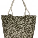 NEW with tags Large Leopard Print Roomy Canvas Tote with Rope Handles