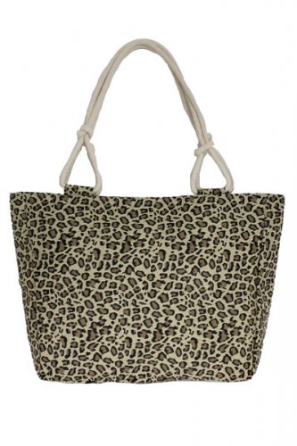 NEW with tags Large Leopard Print Roomy Canvas Tote with Rope Handles