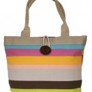NEW with Tags, Striped Multicolor Roomy and Versatile Canvas Shopper Tote