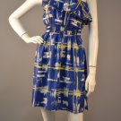 NEW with Tags, One Shoulder Royal Blue with Yellow Patterns Dress