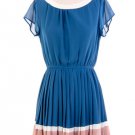 NEW with tags Teal blue and pink Color-block Pleated Mini Dress Buttons in back