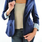 NEW with tags, Navy Blue Gabardine Blazer Jacket with Striped Lining