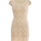 NEW with Tags, Ivory Sleeveless Lace Knit Bodycon Dress with Scalloped Hem