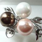 8mm white pink black red yellow coffee shell pearl mixed color18 KGP flower ring