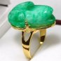 4 colors! facny carved green/purple jade carve frog bless love ring #7,8,9