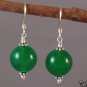 Lovely tibet 12mm green / red jade bead dangle 925 silver hook earrings