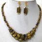 3 colors! fancy turquoise/tiger eye stone/gold sand stone necklace earring set