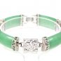 2 colors! noblest lady's huge green jade/black agate bless/dragon 18KGP bracelet