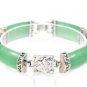 2 colors! noblest lady's huge green jade/black agate bless/dragon 18KGP bracelet