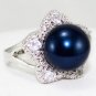 12 colors! 12mm white/pink/gray/black/red/blue/green/coffee shell pearl CZ ring