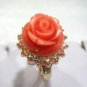 8 colors!fancy beautiful carved pink/red coral/ turquoise bead 18KGP ring #7,8,9
