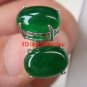 Lady's exquisite green jade bead stud earrings
