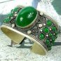 Fancy Tibet silver green blue purple jade turquoise beaed bangle cuff bracelet