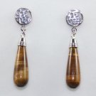 6 colors! green/red/purple jade tiger eye stone bless lucky stud dangle earring