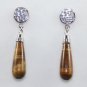 6 colors! green/red/purple jade tiger eye stone bless lucky stud dangle earring