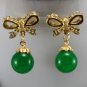 10 color! noblest 12mm green/purple jade /Amethyst bead flower dangle earrings
