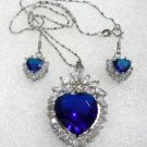 4 colors! fine red jade/ blue/red heart love zircon pendant & earring set