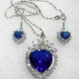 4 colors! fine red jade/ blue/red heart love zircon pendant & earring set
