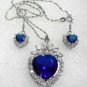 4 colors! fine red jade/ blue/red heart love zircon pendant & earring set