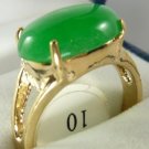 4 colors! lady's stunning oval green jade/black agate bead 18KGP ring #7,8,9,10