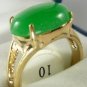 4 colors! lady's stunning oval green jade/black agate bead 18KGP ring #7,8,9,10