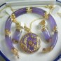 12 colors! fine 2 row green/purple/colorful jade bracelet earring pendant set