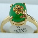2 colors! lady's exquisite light green/green jade flower 18KGP ring #7,8,9 exit
